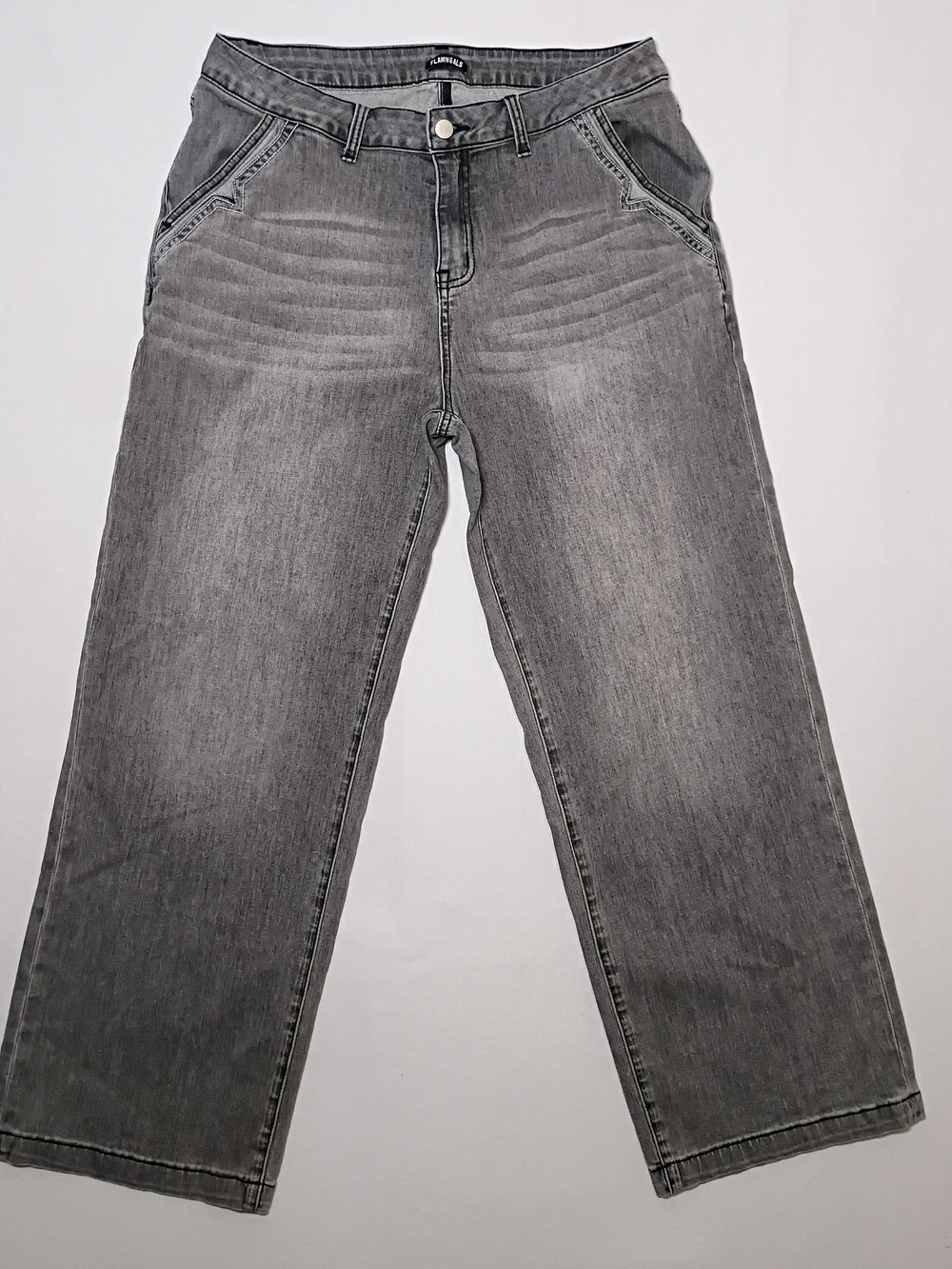 Flamingals Mid Rise Wide Leg Jeans 2XL Charcoal Wash Stretch Denim 34X30